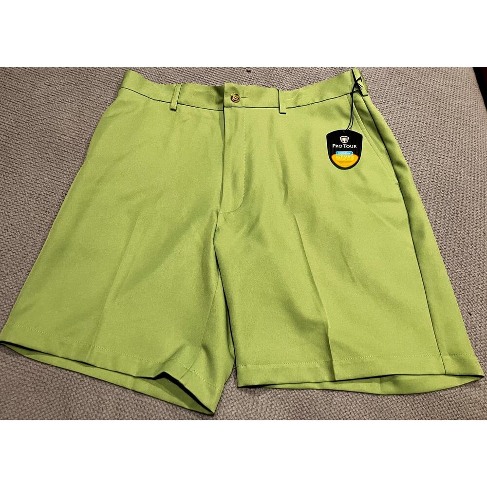 Pro Tour Men's Comfort Shorts 36‎ Green Cool Play Golf New UPF MSRP $55 Wicking